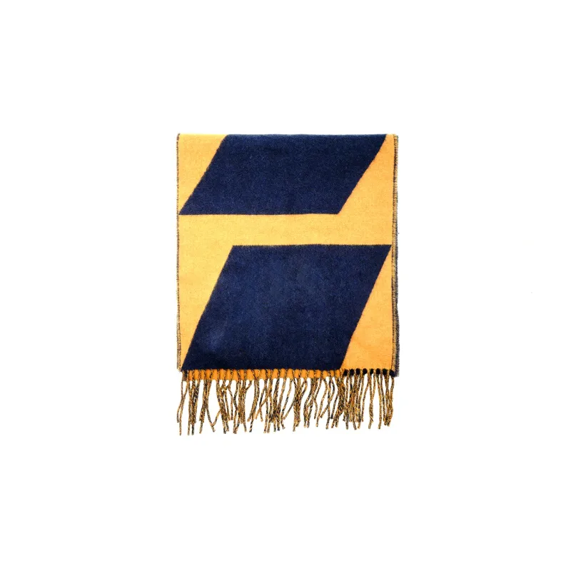 HERMES Cashmere Knit Scarves Unisex Yellow-2