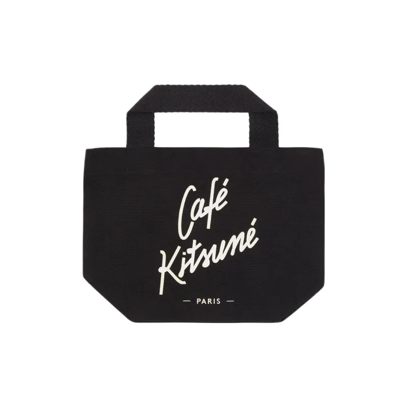 Maison Kitsune Cotton Canvas Canvas Bag Tote Bag Shopping Bag Handbag Mini Men's Black-0