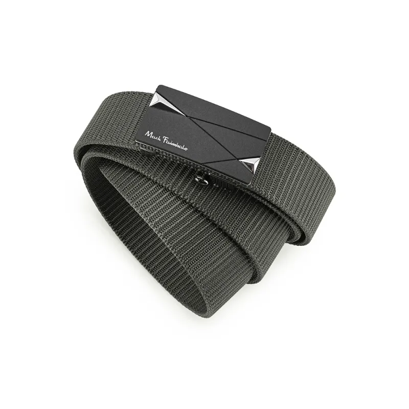 FAIRWHALE Woven With Alloy, No Tooth Automatic Inward Curling Hair Casual Nylon Sports Belts Men's 3.4CM-4