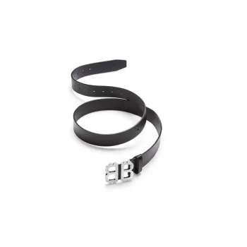 Balenciaga Cow Leather Leather Belts Men's Black Width 3.5CM