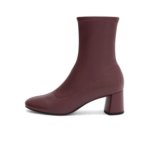 CHARLES&KEITH Ankle Boots Women's Wine Red