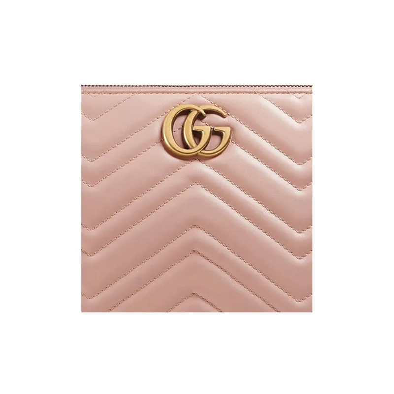 GUCCI Marmont Quilting Leather Clutch Regular Women's Pink Candy Color-4