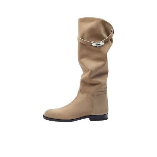 HERMES Knee-high Boots Women's Beige