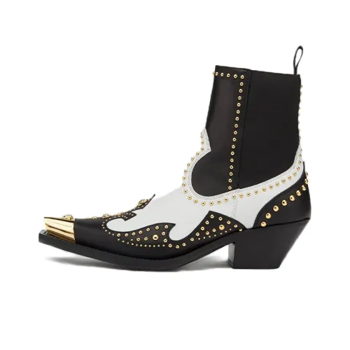 VERSACE Ankle Boots Women's Mid-Top Black/White