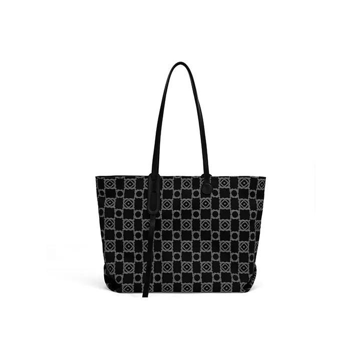 MashaLanti Microfiber Synthetic Leather Tote Bag Shopping Bag Handbag Shoulder Bag Large Size Women's Black-3