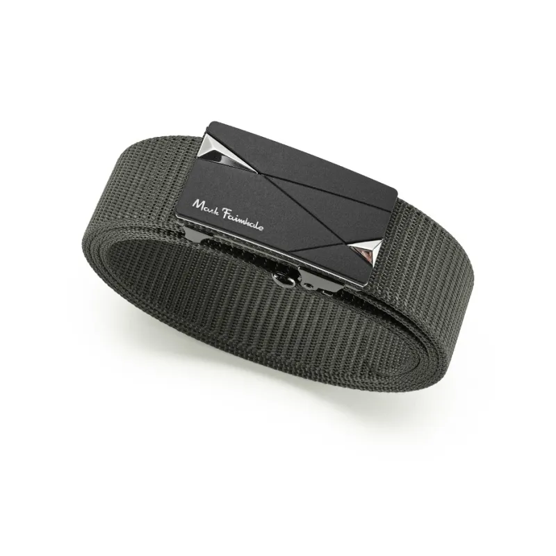 FAIRWHALE Woven With Alloy, No Tooth Automatic Inward Curling Hair Casual Nylon Sports Belts Men's 3.4CM-3