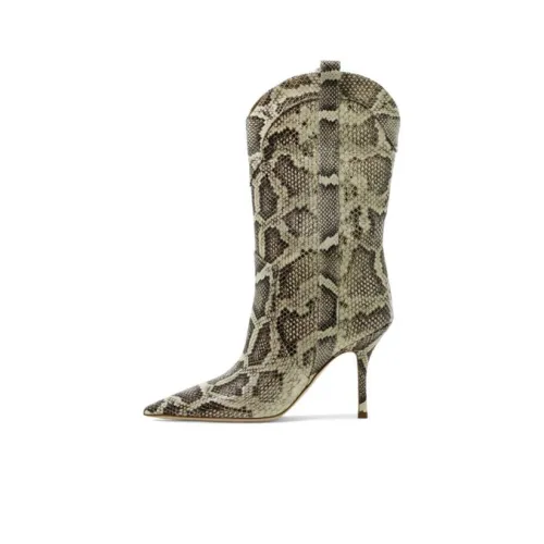 Paris Texas Snakeskin-print Leather Boots