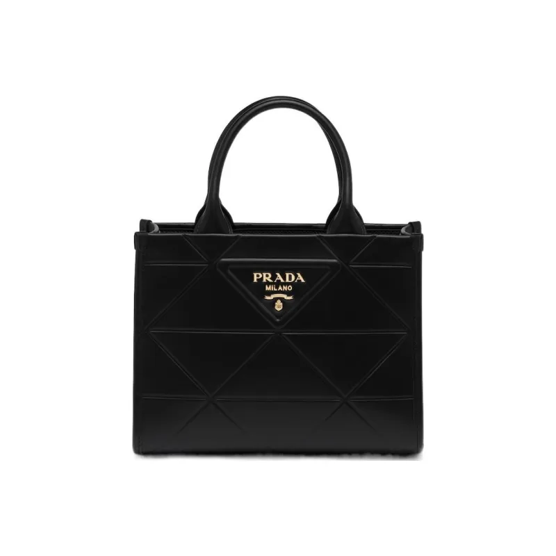 PRADA Symbole Leather Shoulder Bag, Crossbody Bag, Handbag Trumpets Women's Black-0