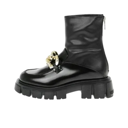 Love MOSCHINO Chain-embellished Leather Boots