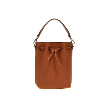MCM Dessau Series Leather Bucket Bag Handbag Shoulder Bag Crossbody Bag Mini Women's Brown