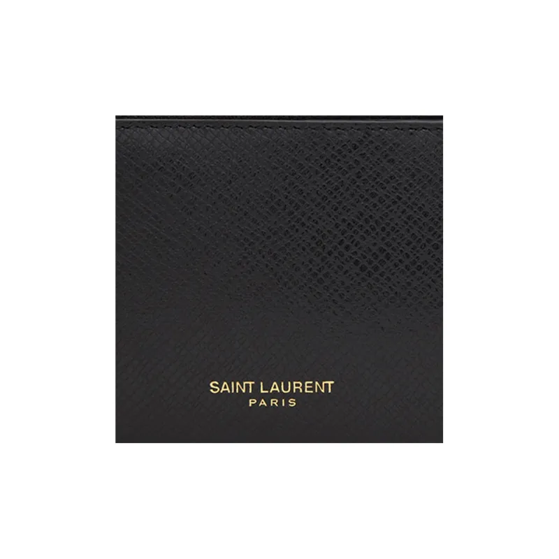 SAINT LAURENT PARIS Leather Card Holder Women's Black-3