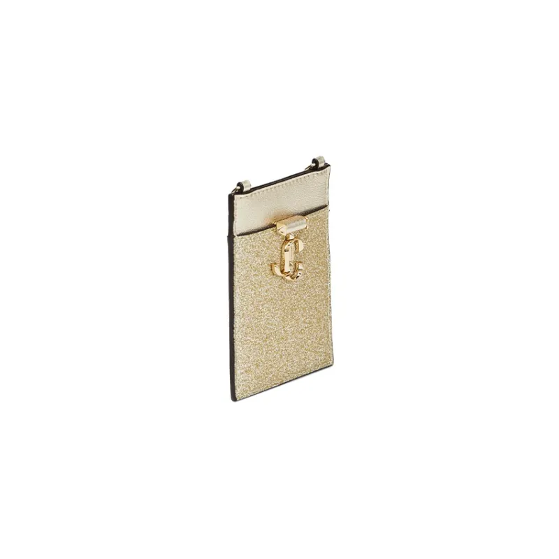 Jimmy Choo Calfskin One Shoulder Crossbody Card Holder Women's White Gold-1