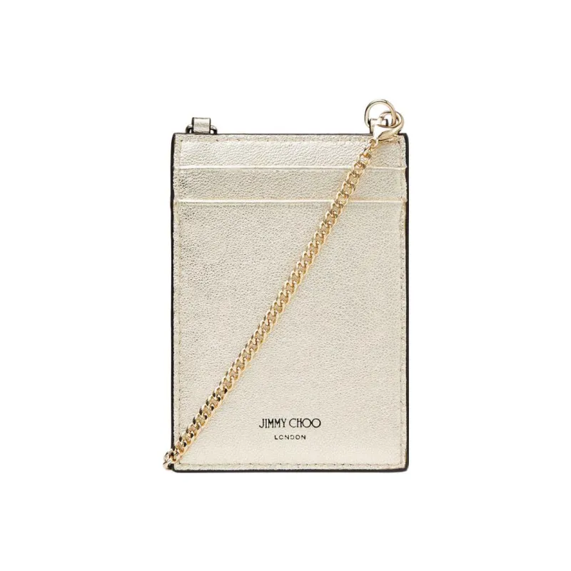 Jimmy Choo Calfskin One Shoulder Crossbody Card Holder Women's White Gold-2