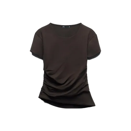 ZARA T-Shirts Women's Brown