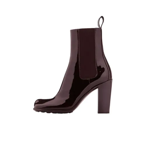 Bottega Veneta Patent Leather Ankle Boot Brown Women's