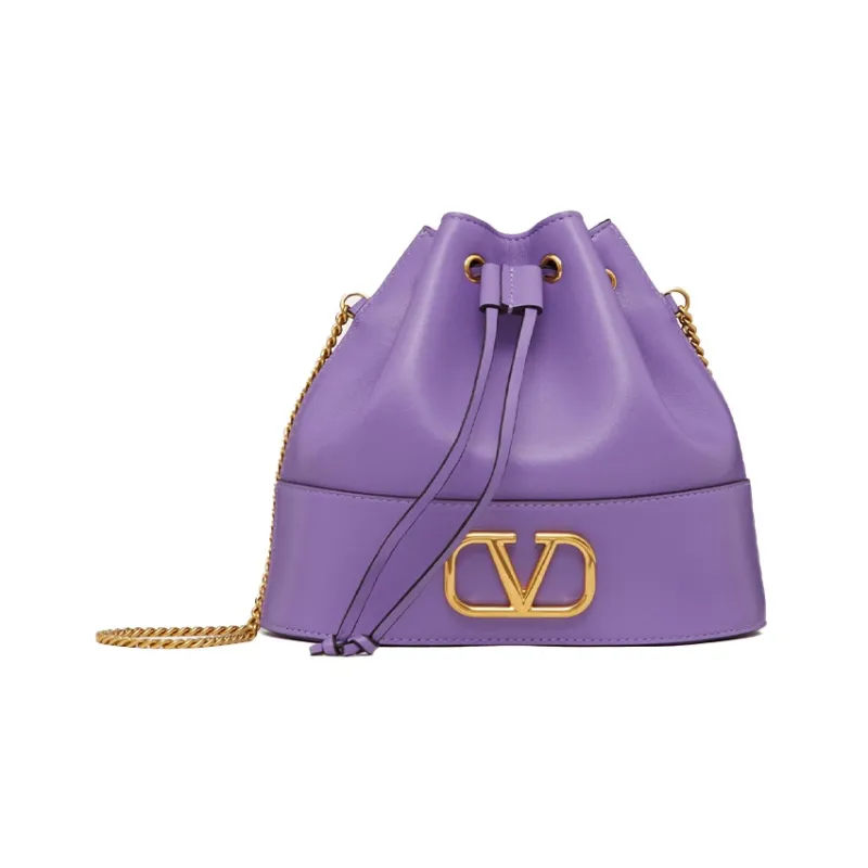 Valentino GARAVANI Leather Bucket Bags Shoulder Bag Crossbody Bag Mini Women's Purple-0
