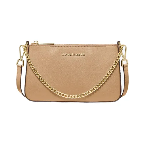 MICHAEL KORS Jet Set Leather Envelope Bag Shoulder Bag Crossbody Bag Medium Size Women's Camel