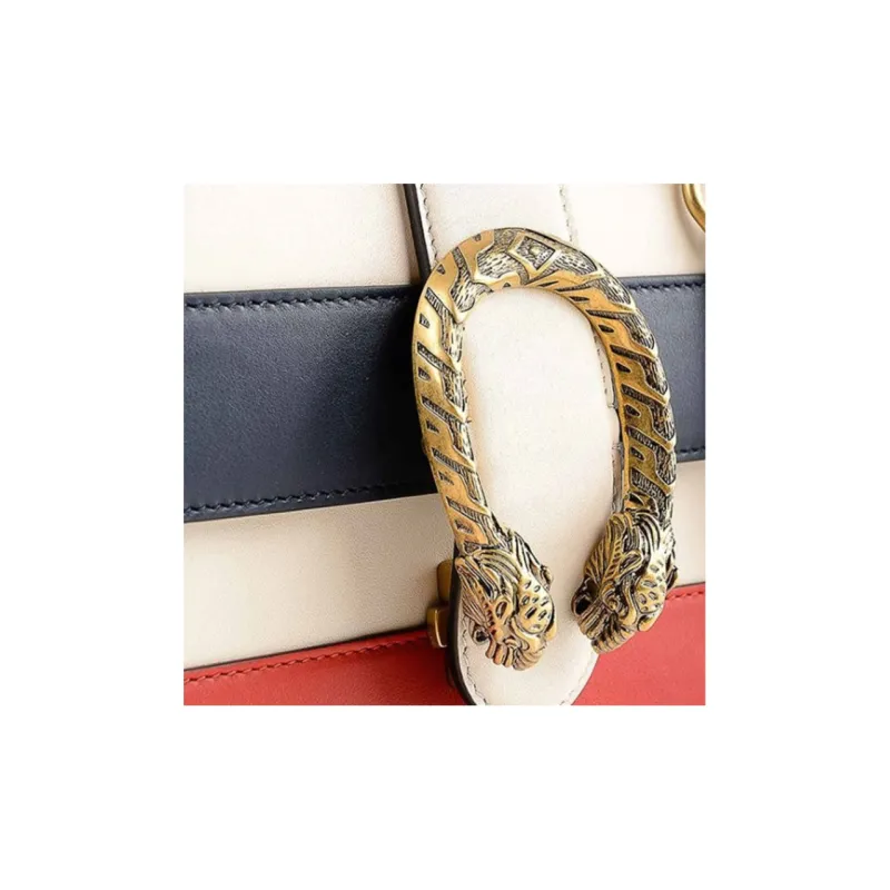 GUCCI Dionysus Leather Shoulder Bag Crossbody Bag Handbags Mini Women's White/Dark Blue/Red-3