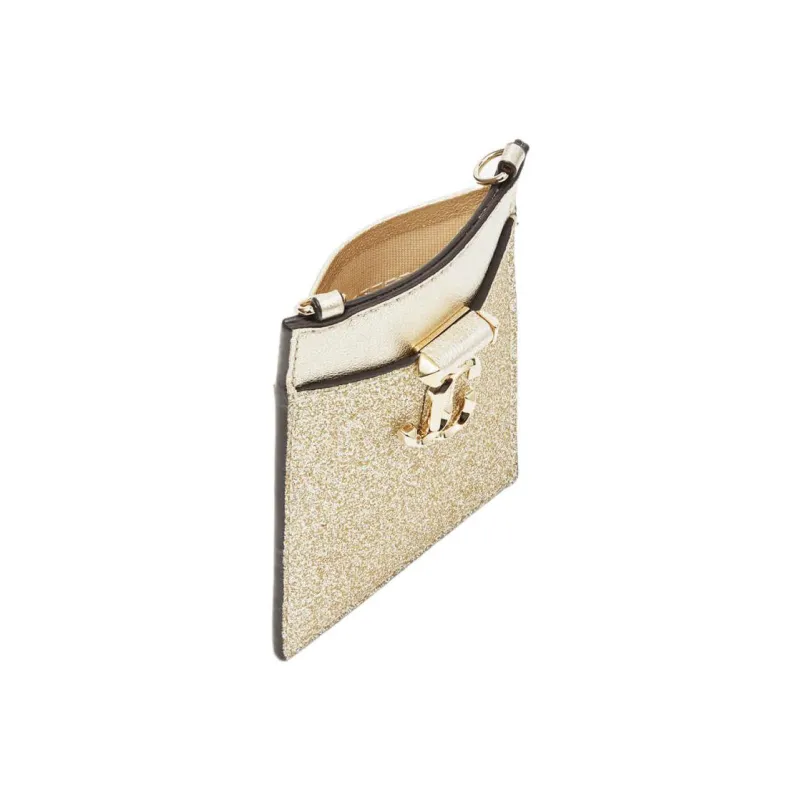 Jimmy Choo Calfskin One Shoulder Crossbody Card Holder Women's White Gold-3