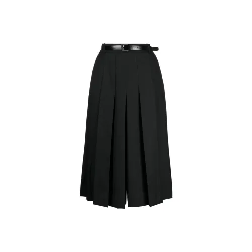 JUUN.J Box-pleated Belted Midi Skirt