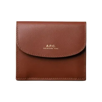 A.P.C Genève Leather Coin Purse Card Holder Wallet Women's Nut Brown