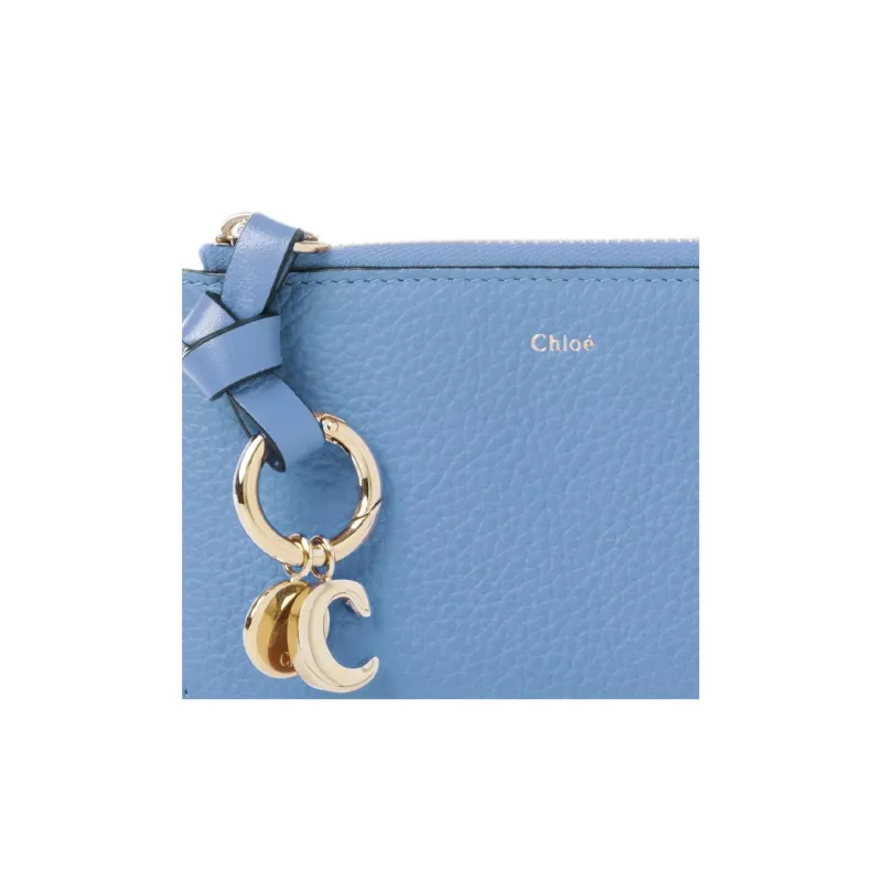 Chloe Alphabet Calfskin Card Holder Wallet Small Size Women's Dark Blue-2