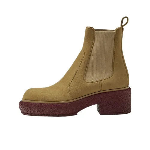 HERMES Chelsea Boots Women's Light Brown