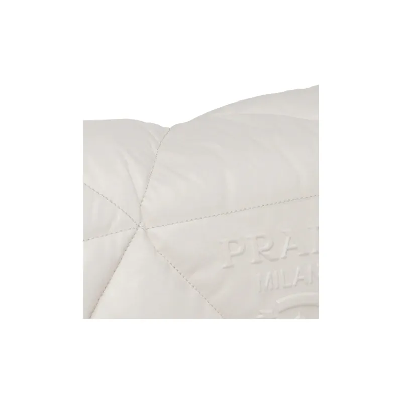 PRADA Lambskin Bonded Leather Shoulder Bag Crossbody Bag Women's White-4