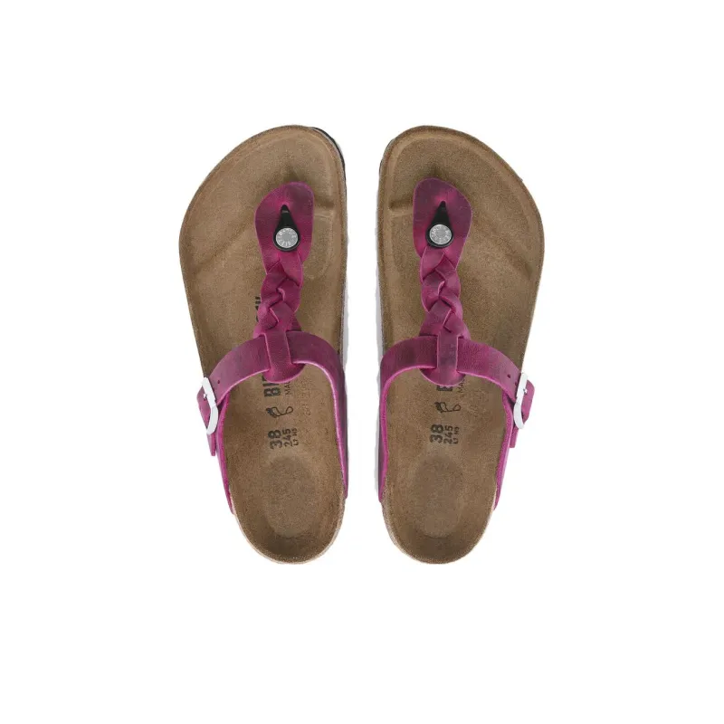 Birkenstock Gizeh Braided Antibacterial Flip Flops Women's Pink-3