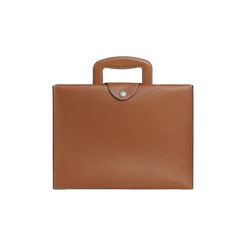 HERMES Barenia Faubourg With Barenia Calfskin Business Bag Handbag Briefcase Men's Light Yellow Umber