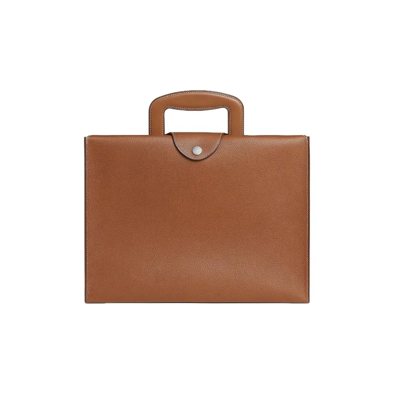 HERMES Barenia Faubourg With Barenia Calfskin Business Bag Handbag Briefcase Men's Light Yellow Umber-0