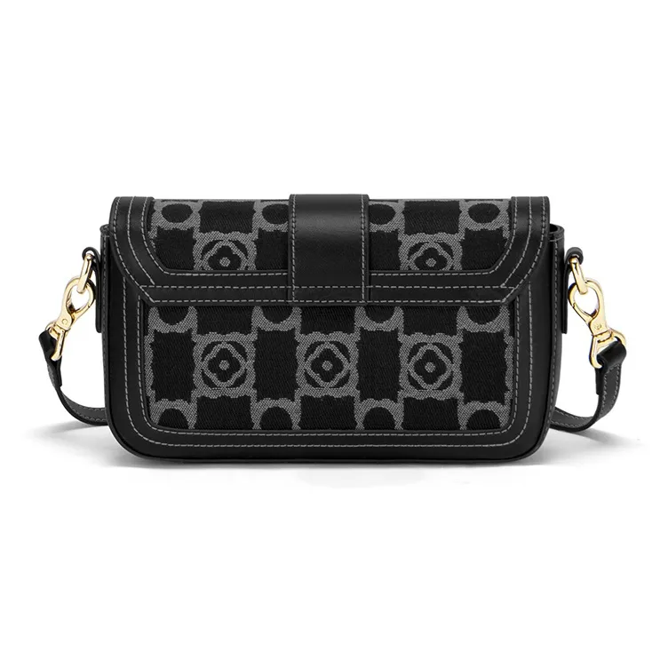 MashaLanti Microfiber Synthetic Leather Small Square Bag Shoulder Bag Small Size Women's Black-2