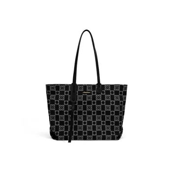 MashaLanti Microfiber Synthetic Leather Tote Bag Shopping Bag Handbag Shoulder Bag Large Size Women's Black