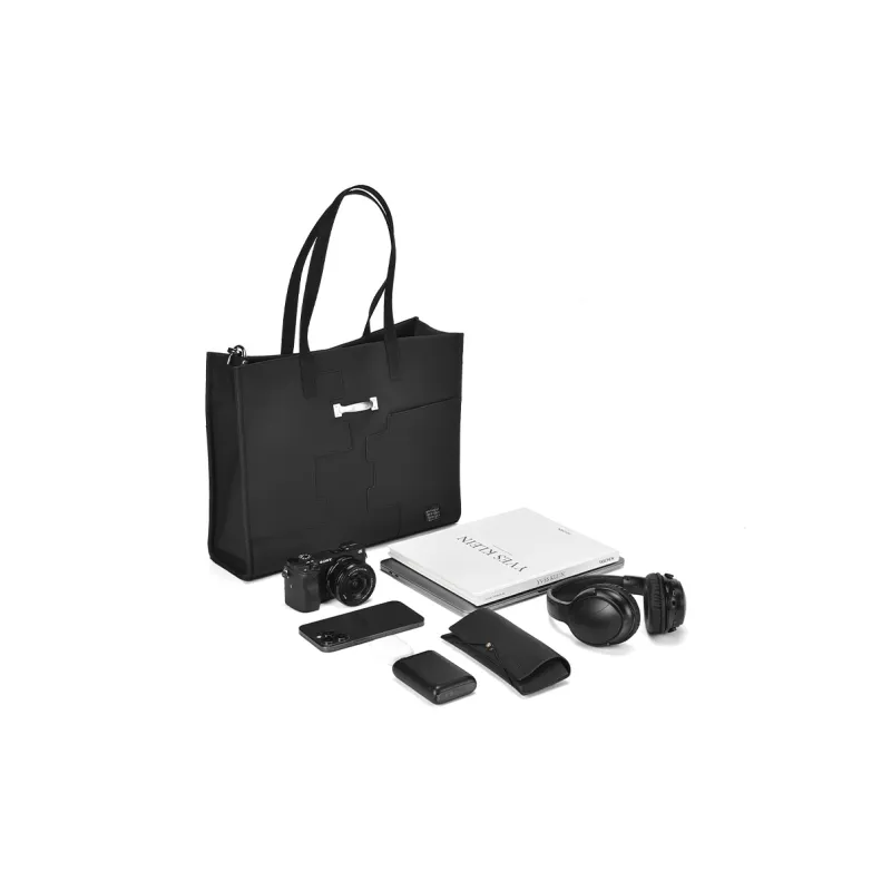 EPIPHQNY PU Tote Bag Shopping Bag Shoulder Bag Crossbody Bag Handheld Bag Briefcase Regular Unisex Black-3
