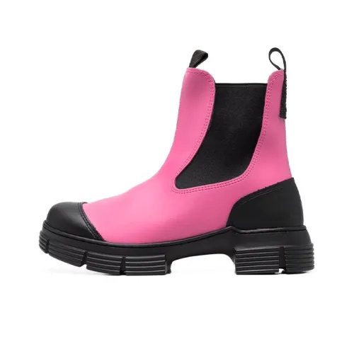 GANNI Chelsea Boots Women's Black/Pink