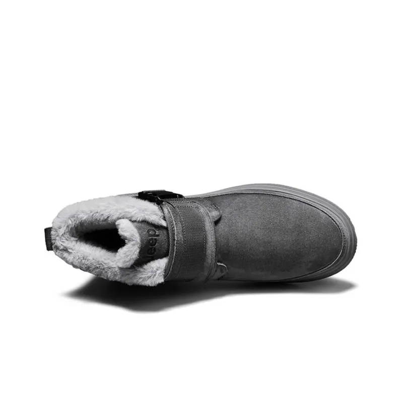 Jeep Warm Fleece Lined Padded Shoes Short Snow Boots Men's Dark Gray-2