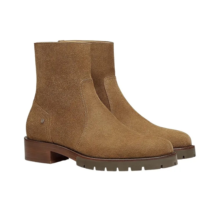 HERMES Delta Ankle Boots Men's Brown-3