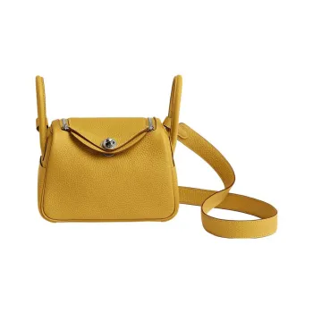 HERMES Lindy Clemence Bullock Leather Handbag, Shoulder Bag, Crossbody Bag Mini Women's Sun Orange