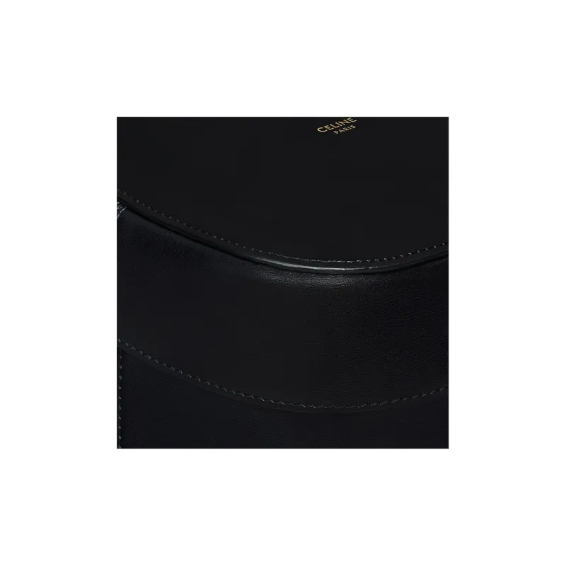 CELINE Shiny Calfskin Storage Box And Storage Bag Large Size Women's Black-4