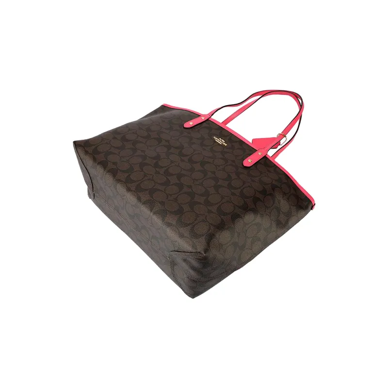 COACH City PVC Combo Bag, Tote Bag, Shopping Bag, Handbag, Shoulder Bag Women's Pink & Coffee-3