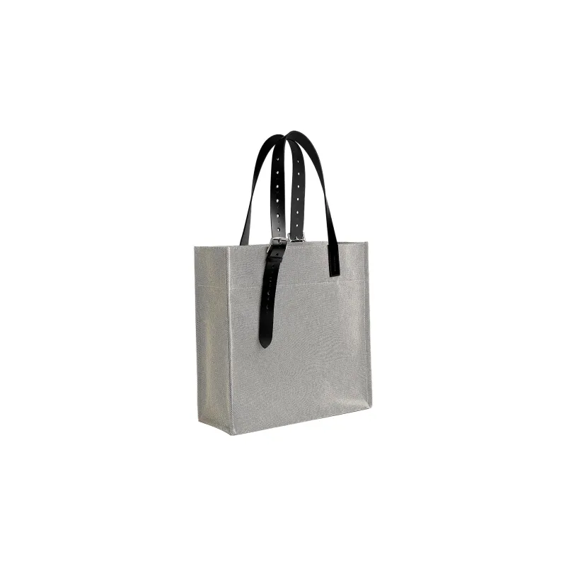 HERMES Canvas With Hunter Cow Leather Canvas Bag, Tote Bag, Shopping Bag, Handbag Regular Men's Light Beige/Black-2