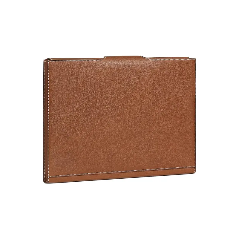 HERMES Barenia Faubourg With Barenia Calfskin Business Bag Handbag Briefcase Men's Light Yellow Umber-2