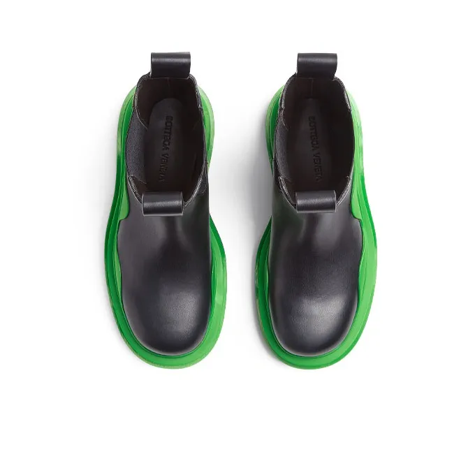 Bottega Veneta Tire BV Crew Chelsea Boots 5.5cm Men's Black Grass Green-2