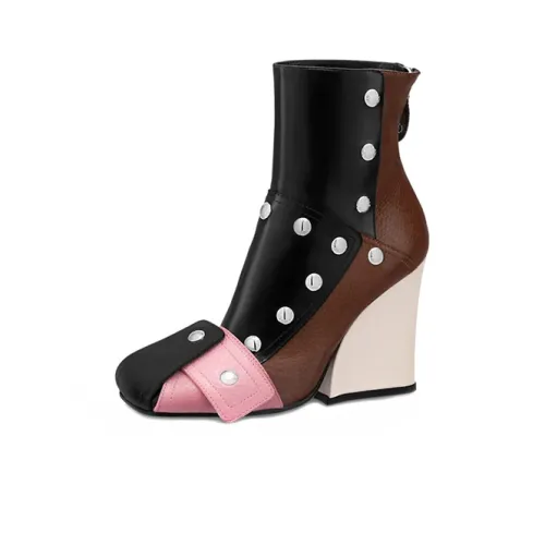 LOUIS VUITTON Patti Ankle Boots Women's Black/Pink