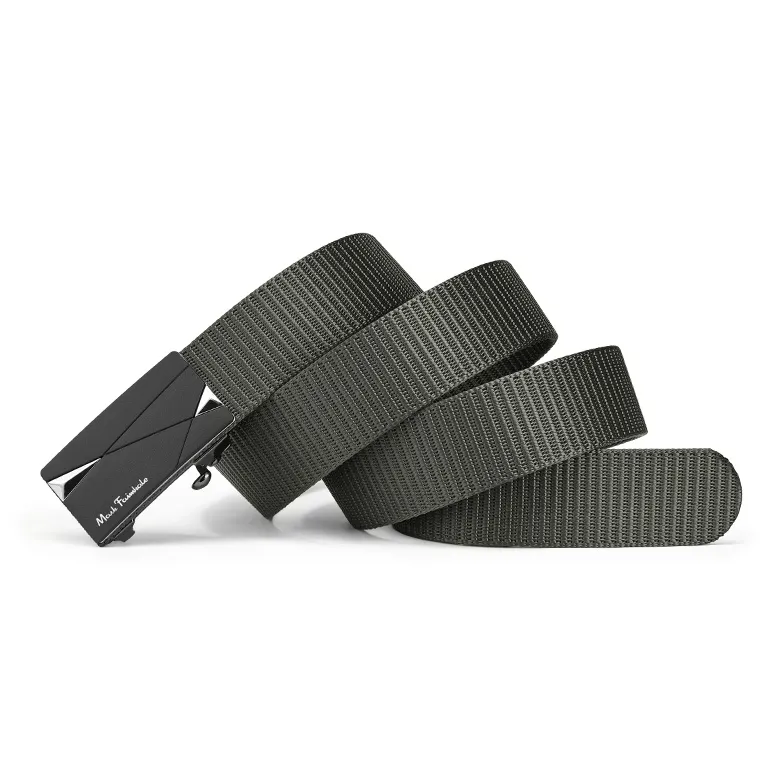 FAIRWHALE Woven With Alloy, No Tooth Automatic Inward Curling Hair Casual Nylon Sports Belts Men's 3.4CM-2