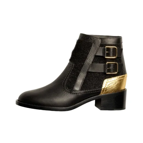 CHANEL Ankle Boots Women's Black/Gold