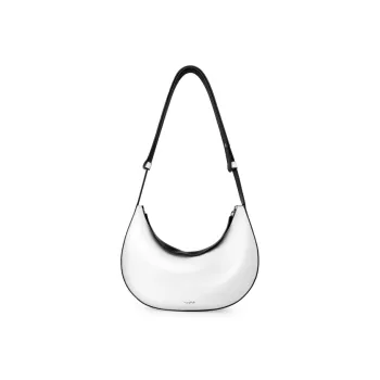 INJOYLIFE Cow Leather Banana Boat Bag Crossbody Bag One Shoulder Bag Small Size Women's Black White