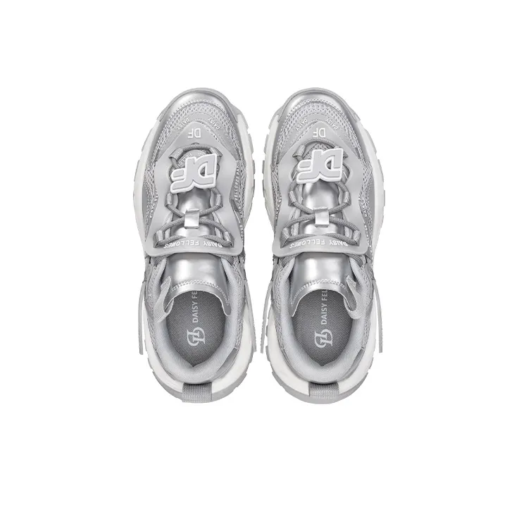 Daisy Fellowes Devil One Wear Resistant Height Increasing Low Top Chunky Sneakers Unisex Silver-4