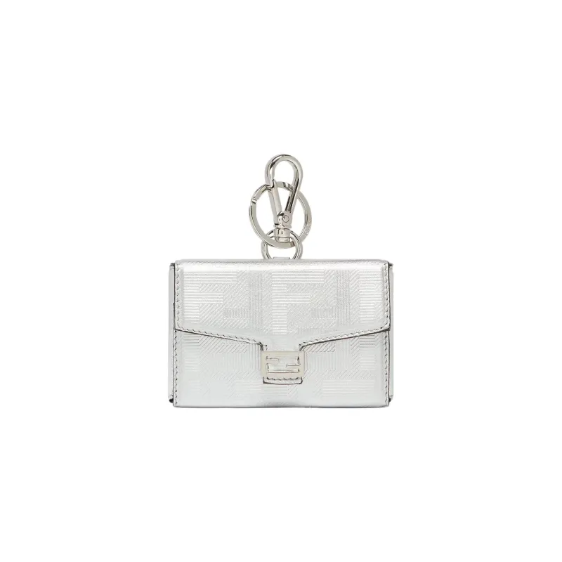 FENDI Baguette Calfskin Pendant Bag Accessories Extra Mini Men's Silver-0