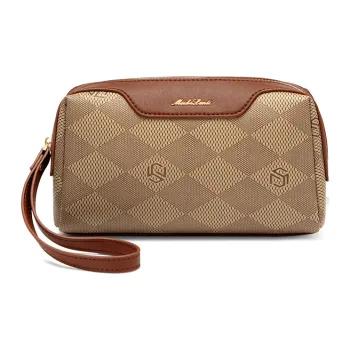 MashaLanti PVC Cell Phone Pouch Clutch Makeup Bag Women's Coffee